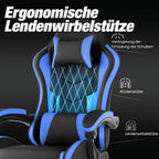 Silla Gamer, Silla de Computadora, Inclinación de Respaldo de 135°, Silla Ergonómica con Reposapiés, Silla de Oficina, Silla de Computadora Ergonómica con Soporte Lumbar, Silla para Esports