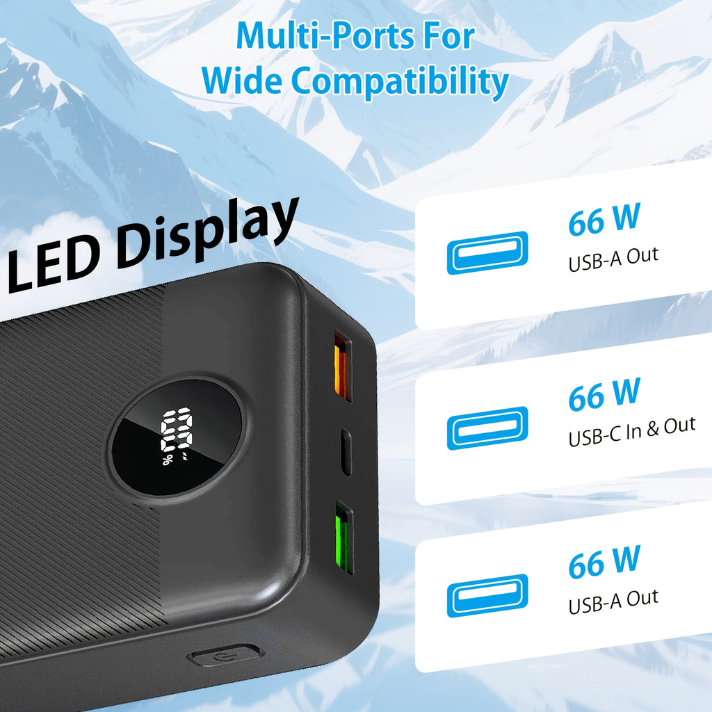 Batería externa | Banco de energía de 50000 mAh, cargador portátil de gran capacidad con carga rápida de 66 W, USB-C/USB-A, compatible con iOS y