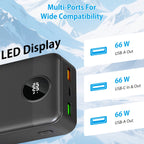 Batería externa | Banco de energía de 50000 mAh, cargador portátil de gran capacidad con carga rápida de 66 W, USB-C/USB-A, compatible con iOS y
