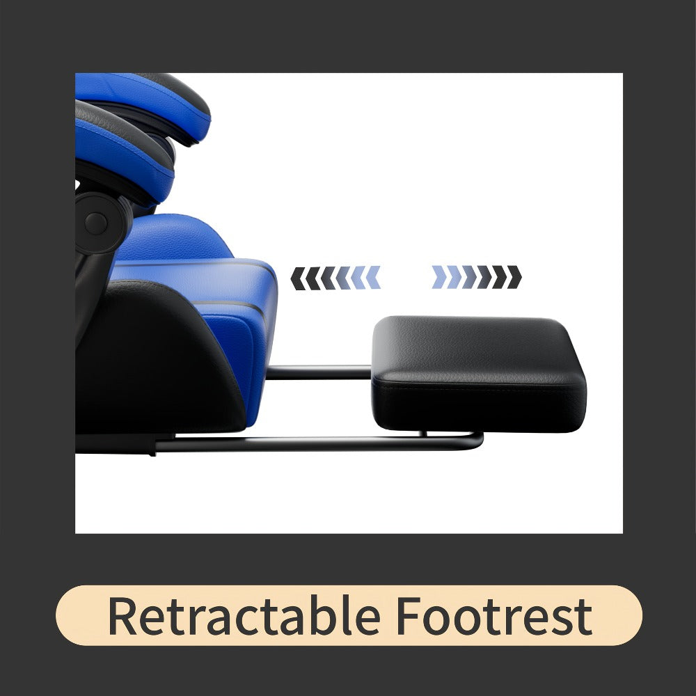 Silla Gaming con Masaje Lumbar Incorporado, Diseño Ergonómico Soporte Lumbar Ajustable y Reposacabezas, Silla de Computadora Giratoria de 360 Grados Reclinable para Oficina, Ideal para Juegos/Trabajo de Larga Duración