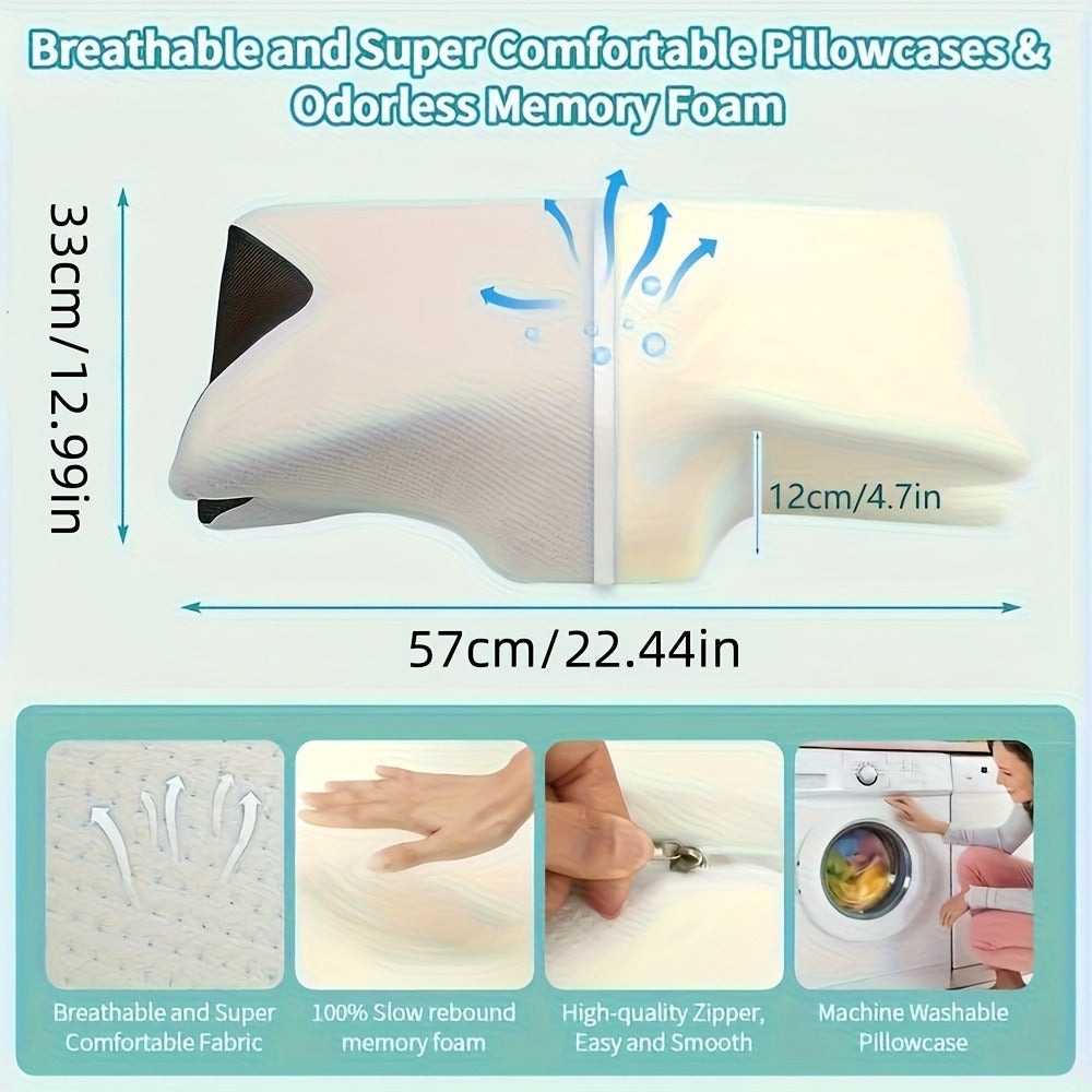 Almohada de Cuello de Esponja Viscoelástica para la Comodidad del Hogar, Adecuada para Quienes Duermen de Lado, de Espalda y de Busto - Diseño Contorneado, Soporte Suave y Robusto, Negra, Relajación de Hombros, Sólida, Regalos Perfectos para Navidad y Año