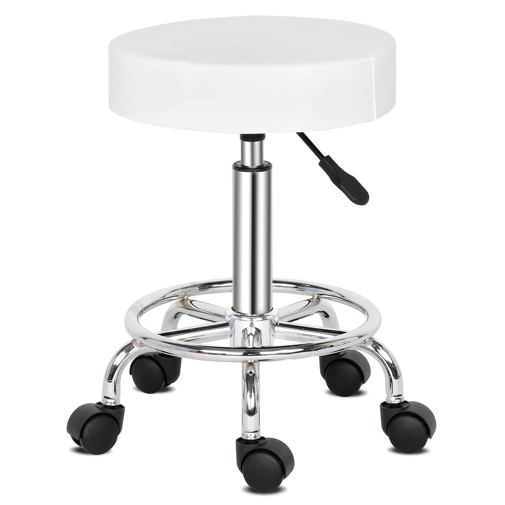 Taburete Negro Giratorio con Reposapiés Ergonómico Ajuste de Altura de Trabajo de Oficina Silla de Masaje para Spa Salón de Tatuajes Clínica Dental Belleza