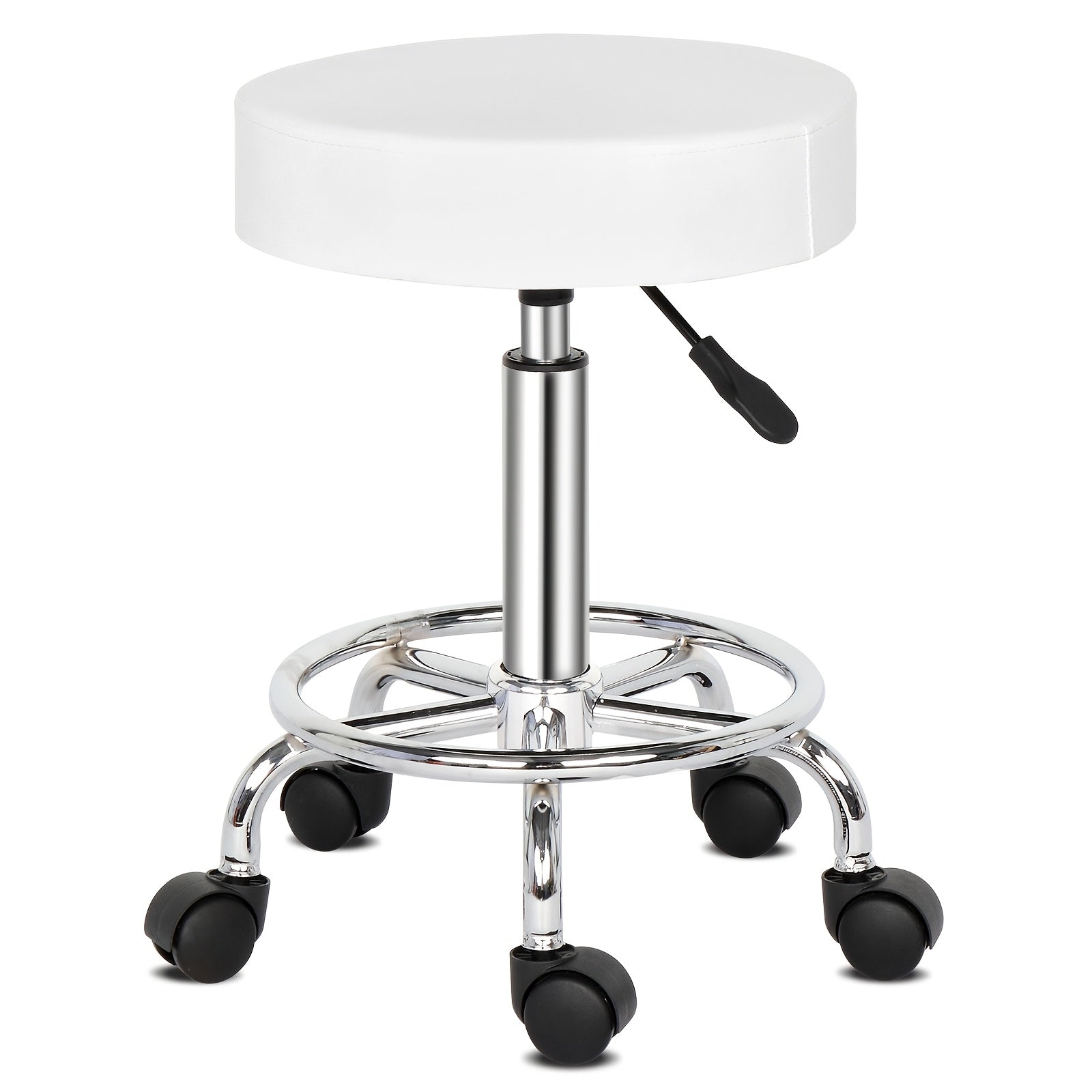 Taburete Negro Giratorio con Reposapiés Ergonómico Ajuste de Altura de Trabajo de Oficina Silla de Masaje para Spa Salón de Tatuajes Clínica Dental Belleza