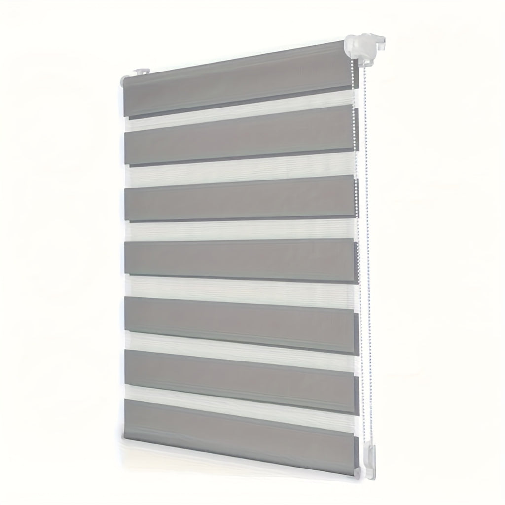 2 unidades de persianas enrollables dobles grises, cortinas dobles de protección solar, persianas enrollables de cebra, sin perforación con fijación de abrazaderas, translúcidas, opacas, regulación de la luz, decoración del hogar, cortinas para dormitorio