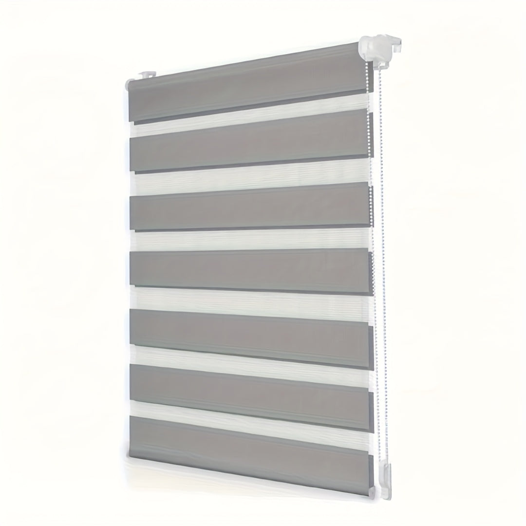 2 unidades de persianas enrollables dobles grises, cortinas dobles de protección solar, persianas enrollables de cebra, sin perforación con fijación de abrazaderas, translúcidas, opacas, regulación de la luz, decoración del hogar, cortinas para dormitorio