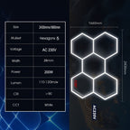 Paquete de 5/8 Lámparas de Techo LED Hexagonales - 280W 33600LM Ultra Brillantes Blanco Frío 6500K, Iluminación Exterior Moderna para Garaje, Taller, Estudio, Tienda de Detallado Automotriz - Duración Estimada, Fácil Instalación, Montaje