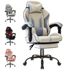 Silla Gaming Ergonómica con Reposapiés y Soporte Lumbar Ajustable, Ideal para Adultos en la Oficina en Casa o Configuración de Gaming - Color Gris