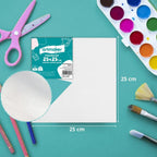 Juego de 3 paneles de lienzo artístico de 25X25 cm, 280 GSM, lijados, para pintura acrílica, al óleo, acuarela y gouache, para artistas aficionados y profesionales. Base sólida de 3 mm de grosor, lista para usar, superficie blanca lisa, ideal para estudio