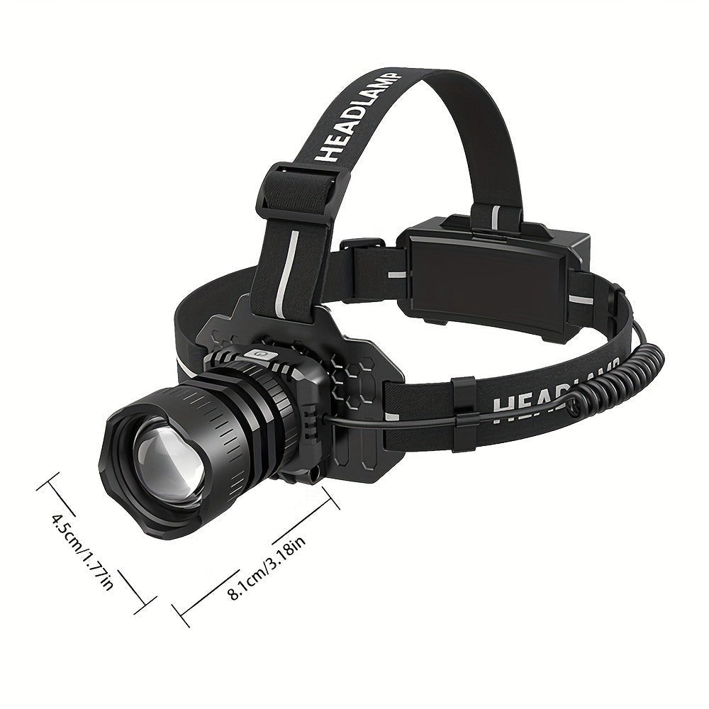 1/2pcs Linterna Frontal LED Recargable, 5 Modos de Iluminación con Luces de Advertencia de Luz Roja, Linterna Frontal Ajustable y Zoomable de 90° para Correr, Linterna Frontal de Caza Súper Brillante para Camping, Senderismo, Pesca, Running, Reparación de