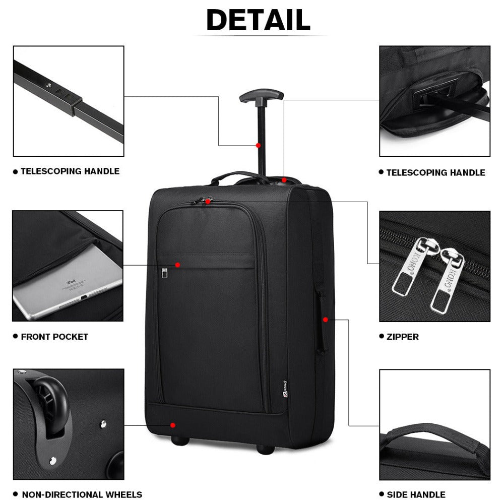 1pieza de 53 x 36 x 18 cm Equipaje de cabina ligero maleta de mano maleta pequeña de tela para equipaje de mano de avión para Lufthansa Eurowings Ryanair maleta con ruedas estuche de tela