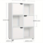 1 estantería, estantería vertical, almacenamiento para oficina en casa, archivador, 3 puertas, 6 compartimentos, estantería de estudio, 59.6X91X29Cm