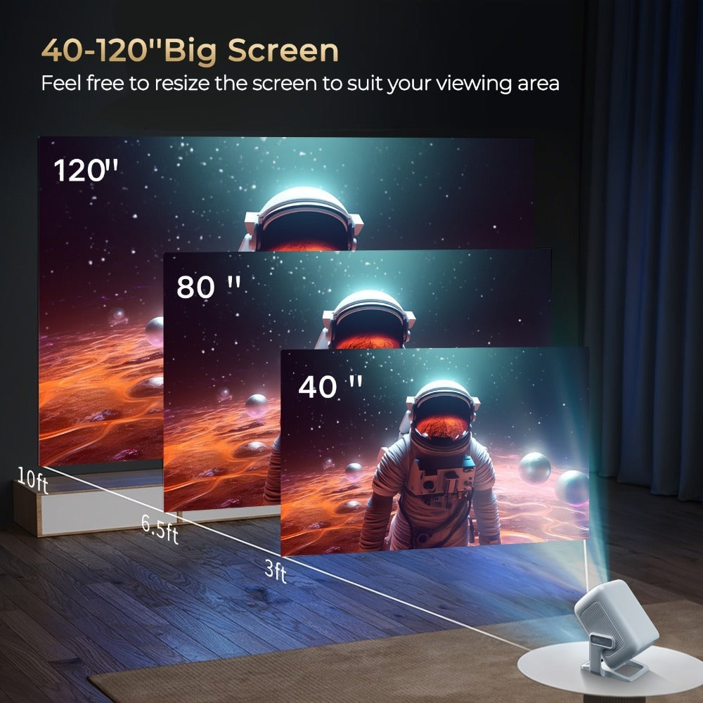 Proyector inteligente portátil compatible con 4K con Wifi6 y BT5.4, nativo 1080P, 690ANSI, Android 11, enfoque automático y corrección automática de trapezoidal, proyector de cine en casa para películas, juegos, uso educativo, presentación multimedia, Pro
