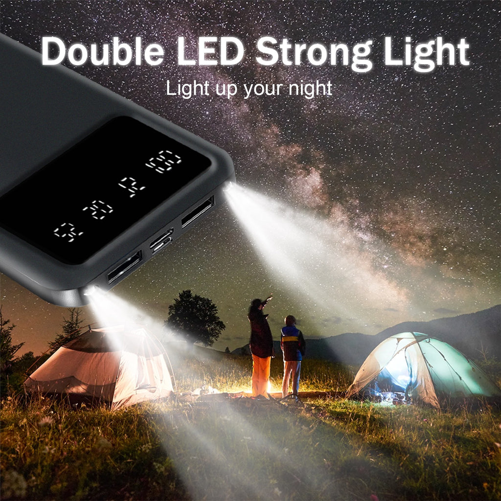 Baterías externas | 20000mAh-2pcs Banco de Energía Móvil de Gran Capacidad, Carga para Dispositivos Móviles, Pantalla LED/ Doble Interfaz de