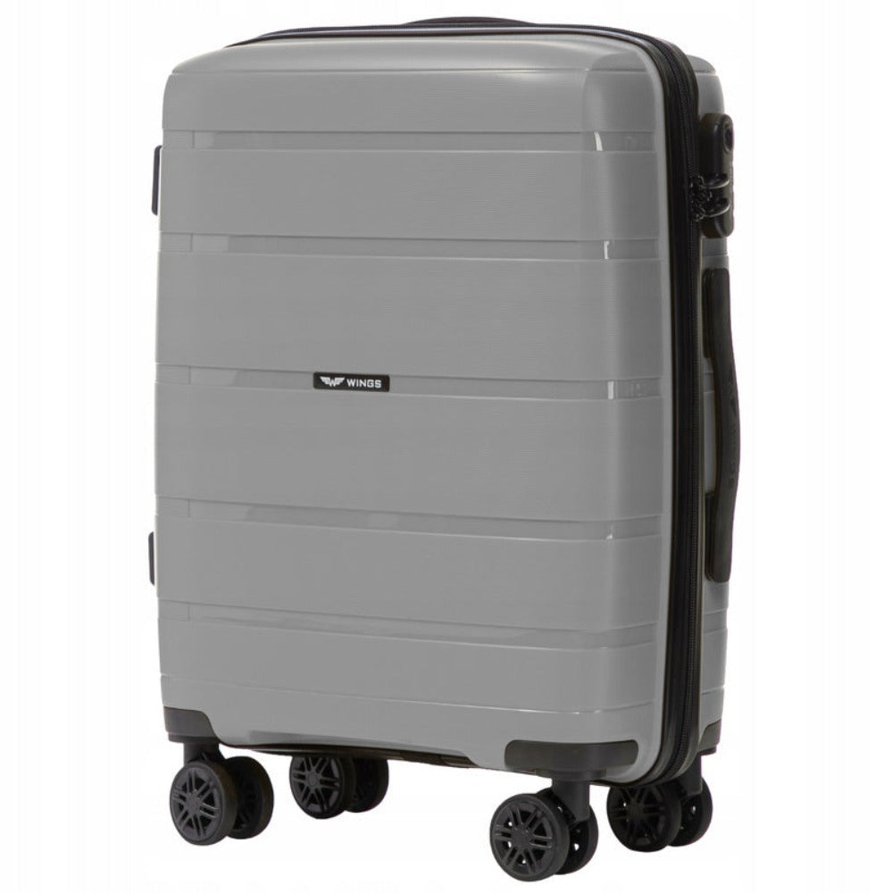 Maleta de Cabina de 20", Dura, Aproximadamente 55 X 40 X 20 Cm / Color Gris / Equipaje de Mano RESISTENTE AL DAÑO, Toma de Mano Telescópica / 4 Ruedas Dobles de 360° / Cerradura con Código / Asas Laterales y Superiores HAWFINCH