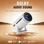 Proyector inteligente 4K Full HD, proyector sin varillas con WiFi y Bluetooth, compatible con 1080P, rotación de 180 grados, altavoces integrados, apto para iPhone/Android 11.0/sistema, compatible con Netflix y YouTube