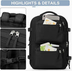 Mochila de Viaje para Cabina de Avion 45x32x18 para Vuelo Barato Equipaje de Mano y Espaciosa con Compartimento para Zapatos y Mochila Antirrobo Multifuncional para Viajes 2210.Travel Bag, Antirrobo, Negro, Bolsa de viaje