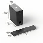 ULTIMEA Barra de sonido 2.1 canales para TV, Barra de sonido compacta para cine en casa con Bluetooth 5.3, Barra de sonido con subwoofer con cable, 160W de potencia máxima, Realce de graves, Incluye control remoto, Barra de sonido ultrafina Nova S40 (Reno
