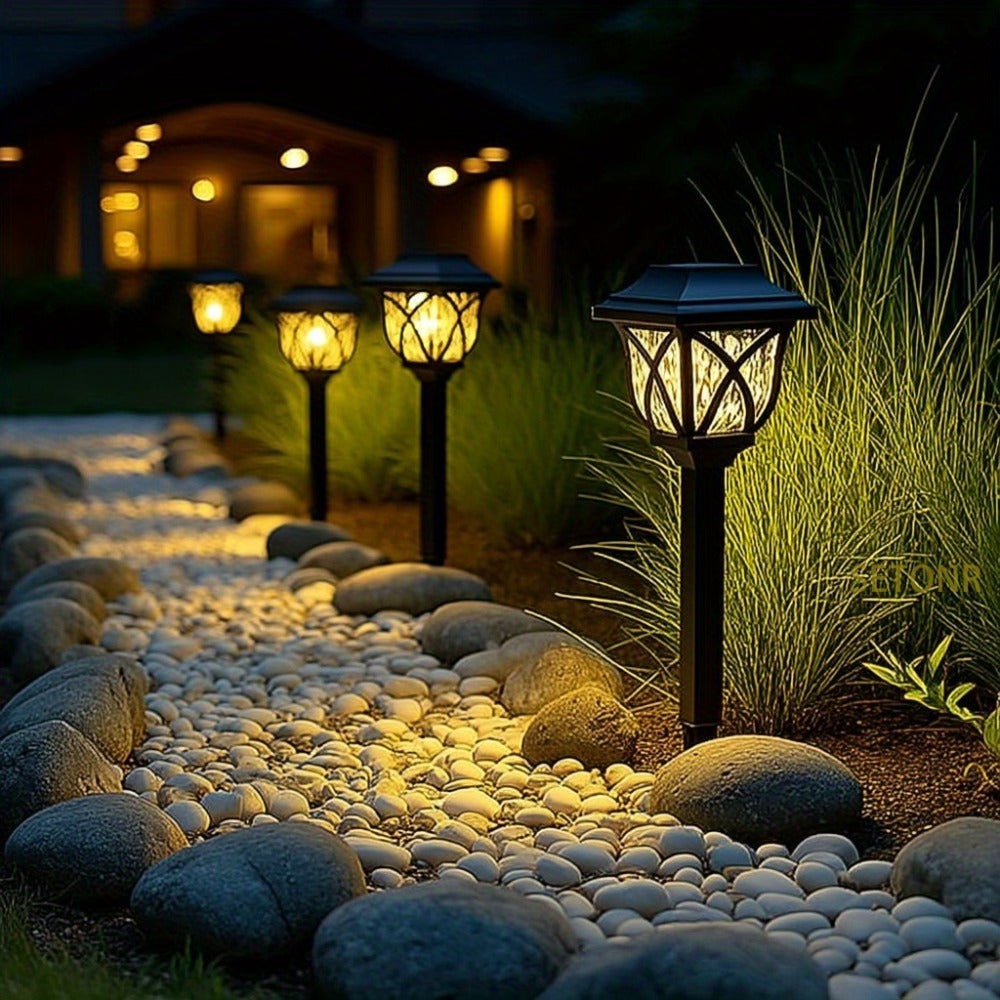 Juego de 6 luces solares de camino Setonr para exterior, luces LED de estaca para jardín para césped, patio, paisajismo, patio, camino y decoración de maceteros