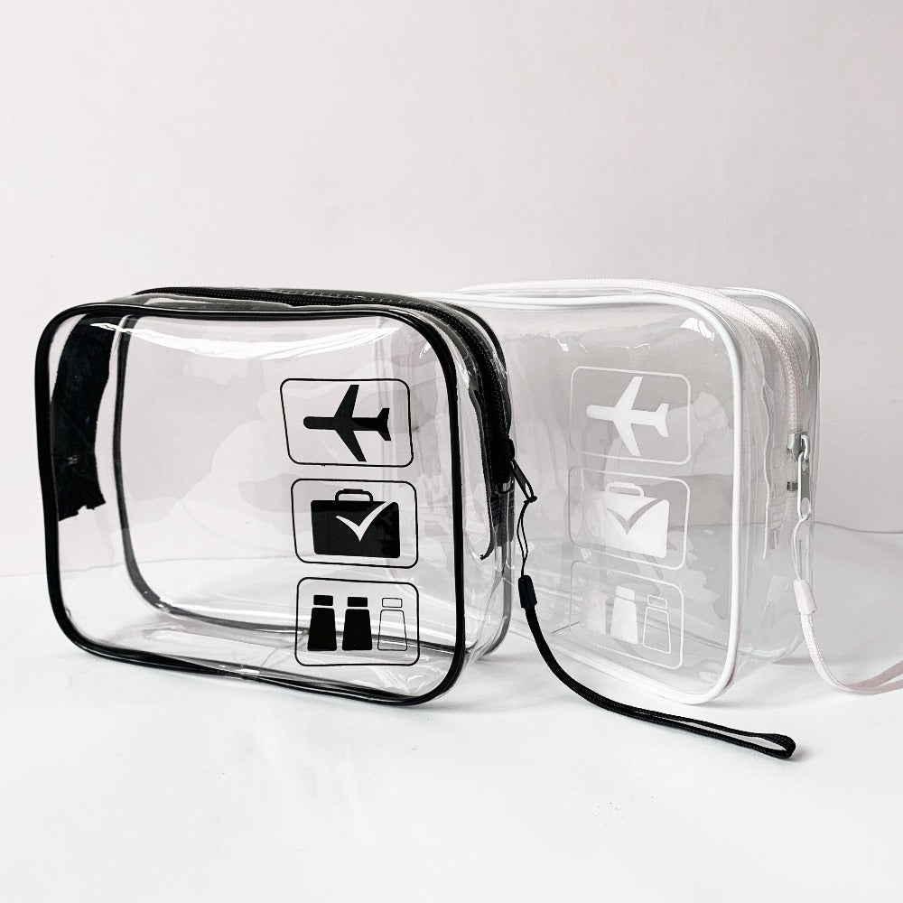 Neceser Transparente Aprobado por la TSA, Tamaño Cuarto para Equipaje de Mano en Aeropuertos, Diseño Transparente para Fácil Visualización, Ideal para Artículos de Cuidado de la Piel y Maquillaje, Equipaje de Mano para Aeropuerto | Aspecto Elegante | Adic