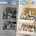 Organizador de gabinete extraíble, estante de almacenamiento resistente y expandible con cajones deslizantes, sin necesidad de taladrar, organizador para cocinas y baños, estante deslizable, extensible 31-52 cm (, blanco)