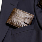 Cartera corta de cuero desgastado retro elegante para hombre – Monedero con cierre a presión y ventana para identificación para desplazamientos diarios, reuniones de negocios y salidas informales