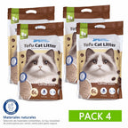 4PCS Arena de Tofu para Gatos aglomera 6L - Sin Polvo Fácil de Aglomerar y Controla Olores -y Segura para Gatitos 2-2.3kg cada bolsa
