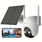 Cámara de seguridad PTZ Wifi para exteriores Laxihub, seguimiento automático, cámara de vigilancia CCTV con audio, visión nocturna a color, detección humana con IA, audio bidireccional, cámara de seguridad inalámbrica de 2.4Ghz, cámaras de seguridad para