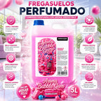GrupoFamily Fregasuelos Concentrado - Friegasuelos Perfumado Duradero Aroma Chicle Bubble Gump - Limpieza, Brillo e Higiene - Limpiasuelos pH Neutro Todo Tipo de Suelos, Superficies Delicadas - 5 Litros