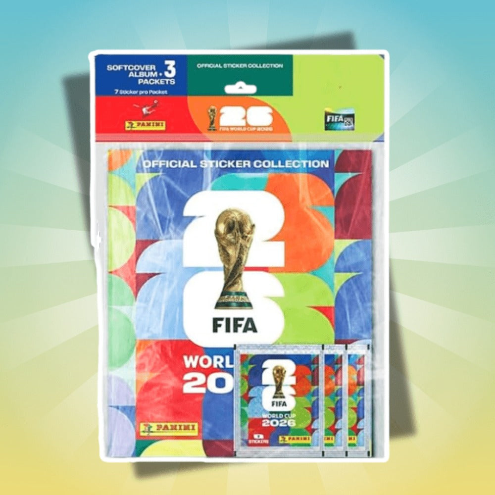 Set de inicio Panini Copa Mundial de la FIFA 2026 – Álbum de coleccionista de tapa blanda con 3 paquetes de pegatinas
