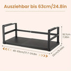 Estante de almacenamiento ajustable para colocar debajo del mueble, organizador de cocina expandible de 45 a 63 cm, estante colgante de metal para especias, frascos, cuencos, organizador que ahorra espacio para cocina, despensa o baño, estantes multiusos