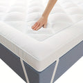 Colchón Topper Delgado de Calidad Hotelera de Lujo con Bandas Elásticas en las Esquinas, Tela Transpirable, Relleno de Poliéster 1000GSM, Cómodo y Cálido, Lavable a Máquina, Blanco, Diseño Acolchado en Cuadros Diamante, Tamaño Completo, Diseño de Caja