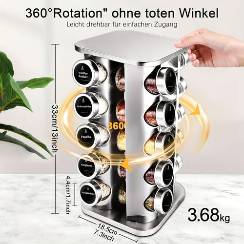 1pc Organizador Giratorio de Especias | Plato Giratorio para Especias | 20 Frascos de Especias de 100ml | Estantería de Especias de Cinco Niveles Giratoria | Etiquetas para Especias | Estante de Cocina | Organizador de Especias product imag