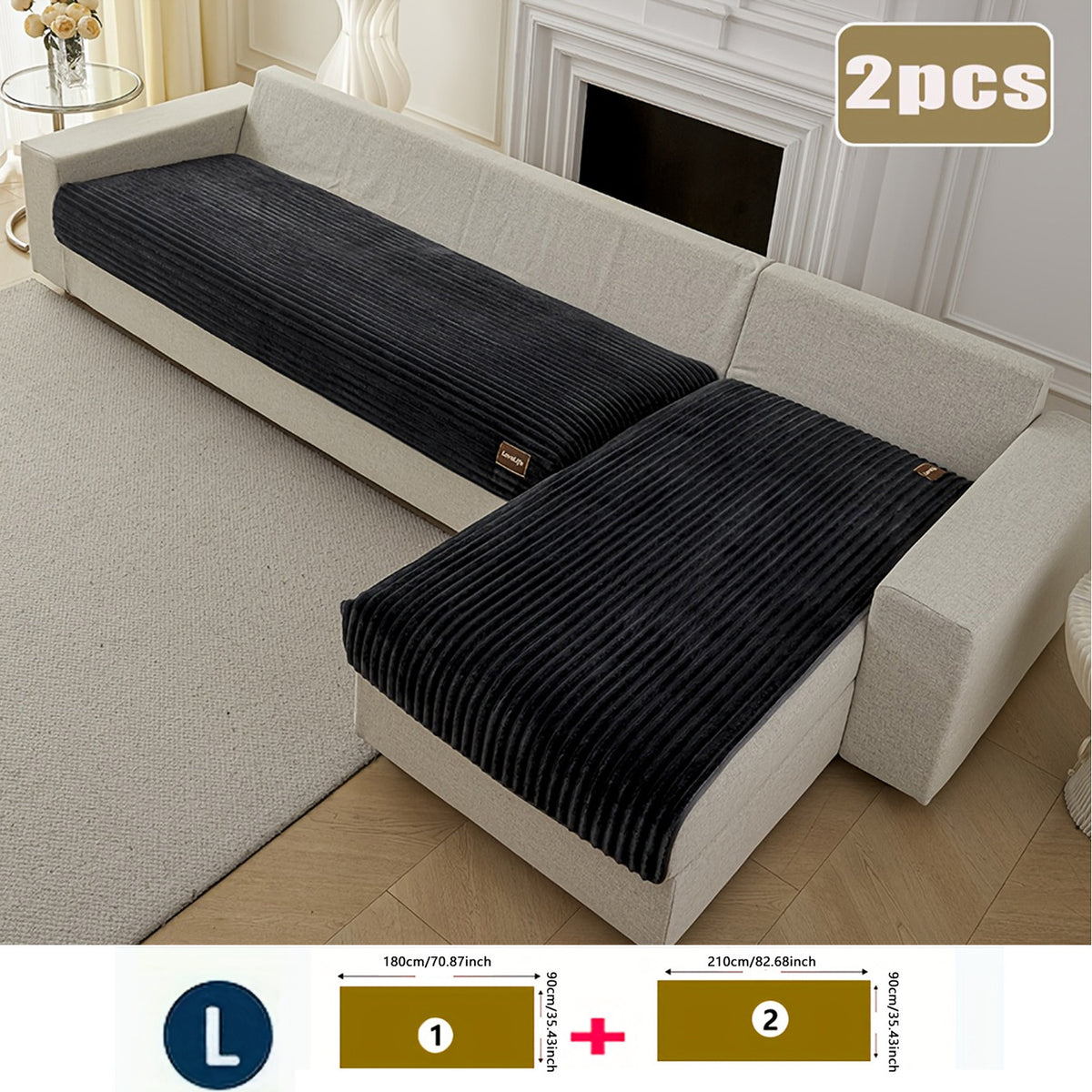 2 fundas de felpa para sofá con decoración de etiquetas, tela cómoda para todas las estaciones, antideslizantes y aptas para mascotas, favoritas de los amantes de los perros, lavables a máquina variant image - product view 26