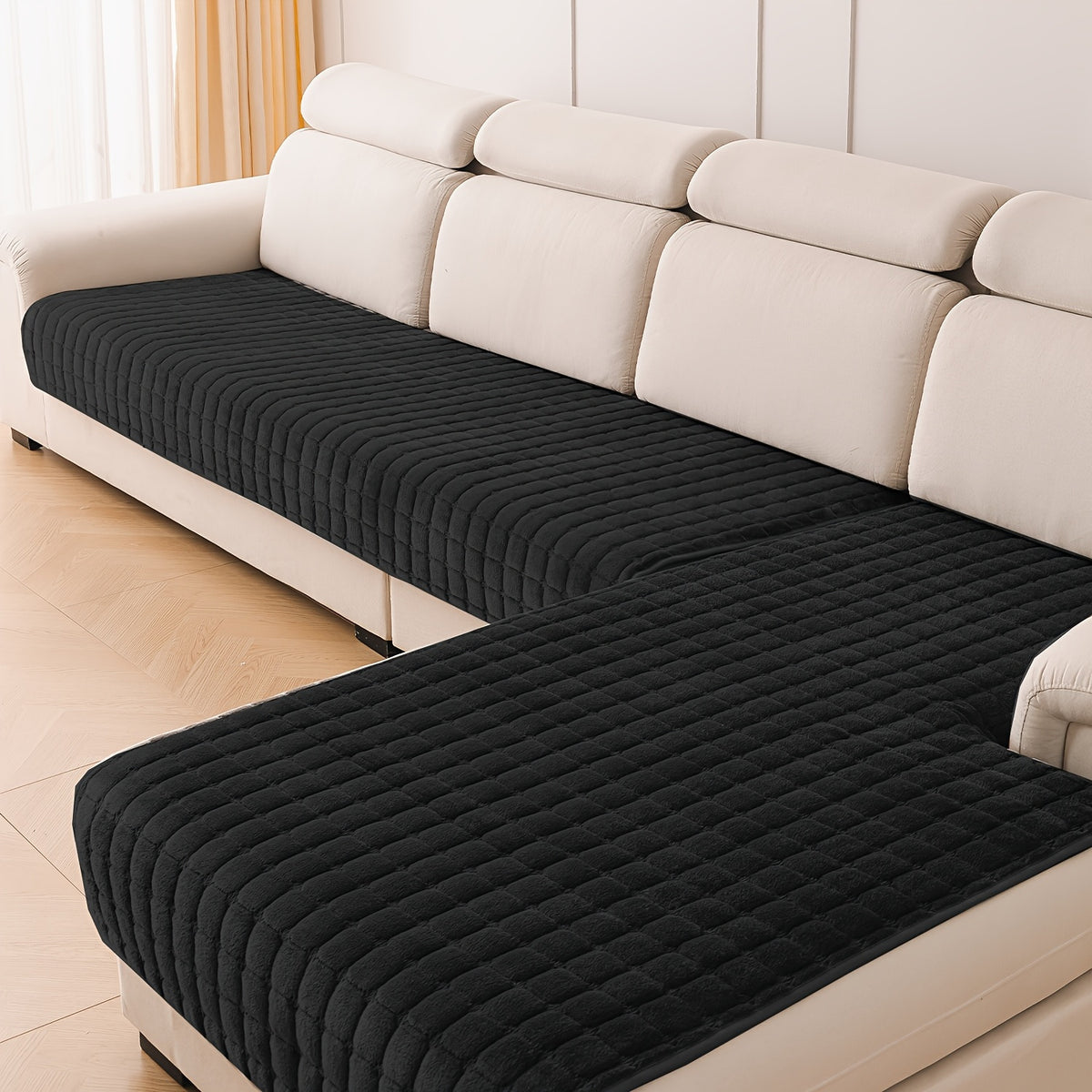 2 Piezas de Fundas Elegantes para Sofá Acolchadas en Franela - Protectores Muebles Suaves y Duraderos, Para Todo Clima, Amigables con las Mascotas, Lavable a Máquina para Sala, Dormitorio u Oficina | Textura Acolchada | Tapicería suave deta