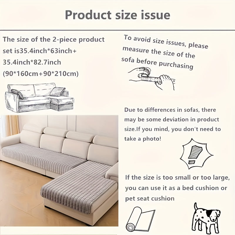 2 piezas de Fundas Elegantes para Sofá Acolchadas en Franela - Protectores Muebles Suaves y Duraderos, Para Toda Temporada, Lavables a Mano o En la Ropadora, Decoración Sala, Dormitorio u Oficina, Amigable con las Mascotas, Textura Acogedor
