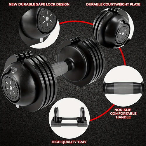 2 Piezas de Mancuernas de 10 kg con Base, Peso Ajustable, Mango Antideslizante, Peso Total de 20 kg, con Base para Evitar Rodar, Ideales para Hogar, Oficina, Gimnasio y Entrenamiento Corporal detail image