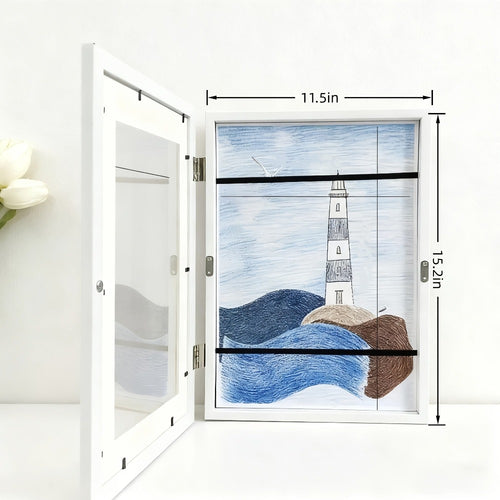 2 Piezas de Marcos con Tapa Abatible - Tamaño A4, Exhibición para Habitaciones Infantiles, Diseño para Decoración del Hogar, Capacidad para 150 Obras de Arte A4, Decoración Montable en Pared para Hogar y Oficina detail image