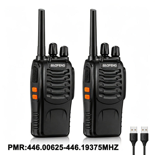 2 piezas de walkie talkies recargables, radios bidireccionales de largo alcance de 3-5 km con auriculares, radios bidireccionales de 16 canales walky talky UHF portátiles para adultos para senderismo, ciclismo, camping, alimentación por USB