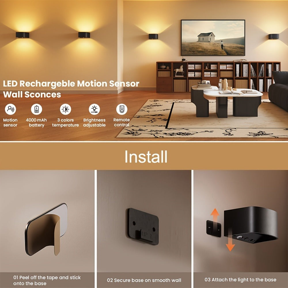 [2 piezas] Lámpara de pared a batería [2 para interior con sensor movimiento