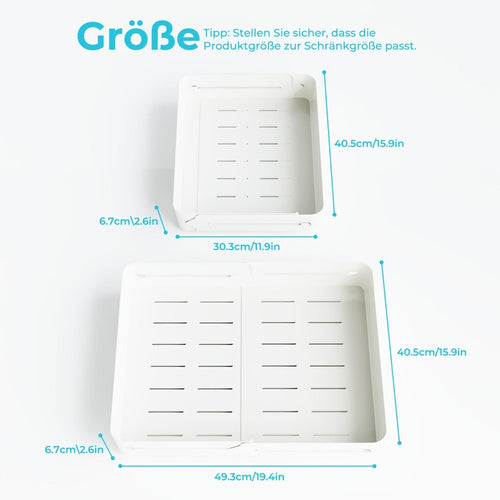 2 Piezas Organizador de Cocina Expandible Blanco con Adhesivo, Cajón Telescópico, Almacenamiento Expandible para Gabinetes, Ajustable, Plástico, Ligero, Estante de Cocina, Estantes para Almacenamiento de Alimentos detail image