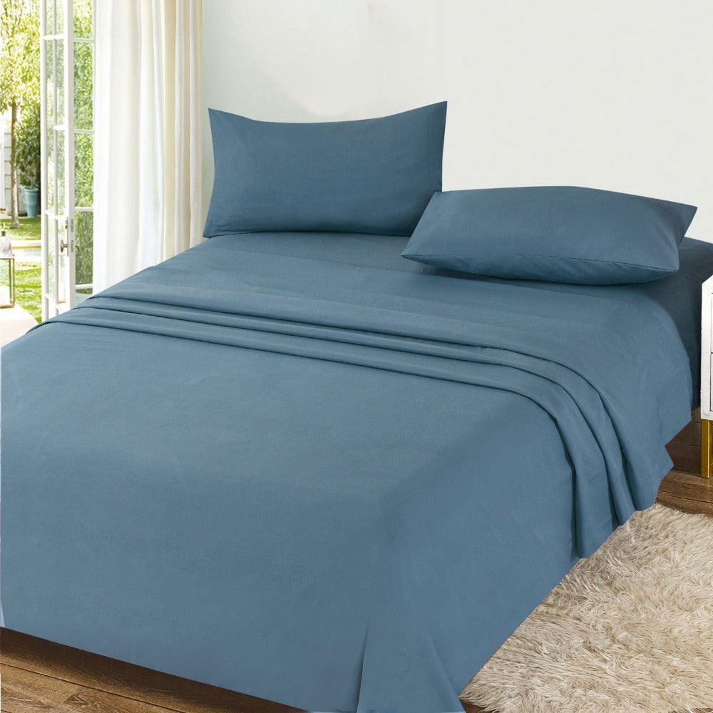 Juego de Sábanas Ligero Suave Fresca 4 Piezas para Cama de 90/105/135/150 cm – 100%Microfibra – Incluye Sábana Bajera Ajustable con borde elástico de 25 cm de profundidad, Sábana Encimera y 2 Fundas de Almohada – Suave, Transpirable y Confortable