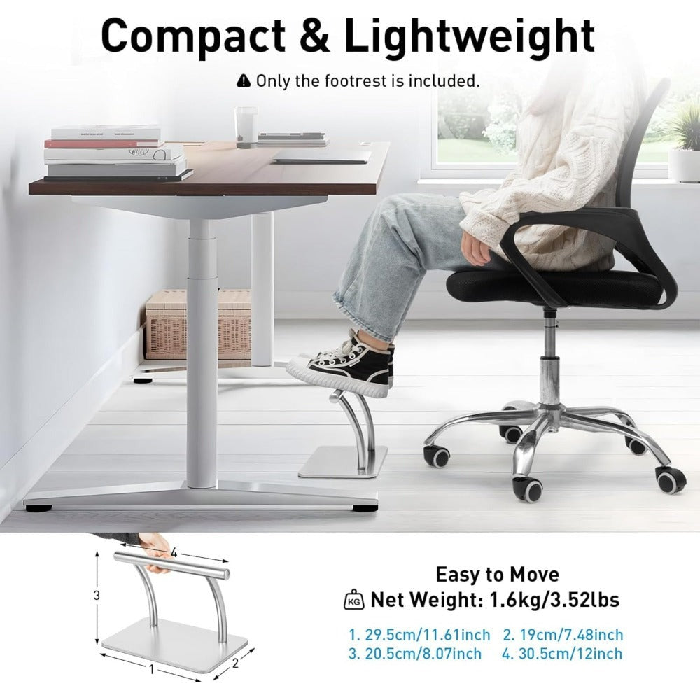 Reposapiés ergonómico de acero inoxidable para debajo de la mesa, antideslizante, para peluqueros, mejora de la postura, peluqueros, reposapiés para peluqueros, spa