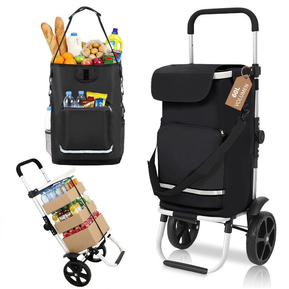Carrito de compras plegable ajustable plegable | Supermercado camping y transporte diario