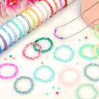 Kit de 24 piezas para hacer joyas con cuentas de cristal, cuentas redondas de colores mixtos, materiales de bricolaje para pulseras, collares y aretes, cuentas no tóxicas que cumplen con RSL aptas para principiantes, incluye hilo elástico y herramientas,