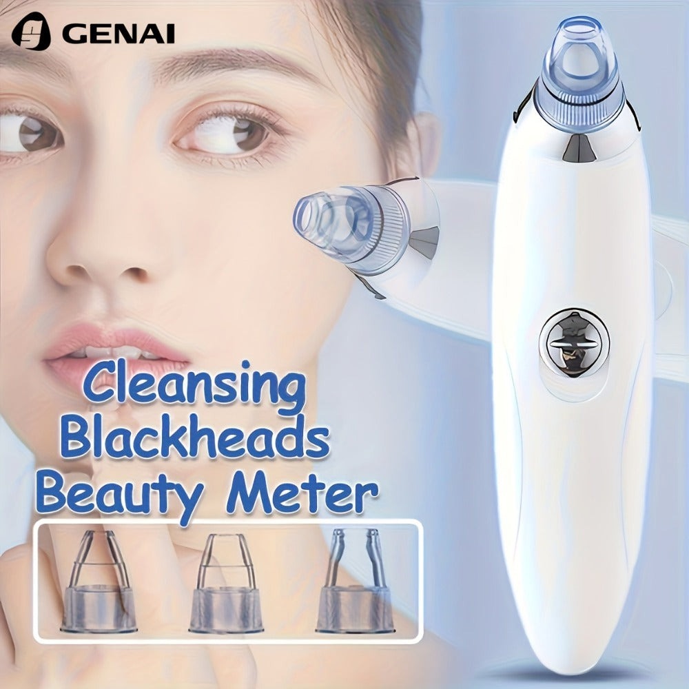 Medidor de belleza GENAI para limpieza de puntos negros - Limpiador portátil de poros faciales con 4 sondas, limpieza suave y segura para hombres y mujeres, funciona con pilas (pilas no incluidas)