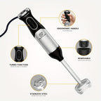 SUPERLEX Licuadora de Mano 600W - Batidor de Acero Inoxidable de Grado Alimenticio, 2 Velocidades (Alimentos Suaves/Duros) para Cocina Hogareña/Catering/Pequeños Negocios de Alimentos | Prepara Sopas, Salsas, Purés