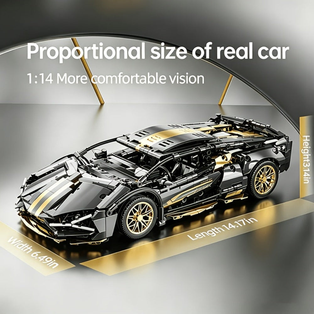 2519 Piezas Modelo de Coche Deportivo Dorado 1:10, Adornos Montados, Regalos Festivos, Cumpleaños