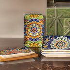 Platos de ensalada rectangulares de cerámica de 8,5 pulgadas (21,59 cm), platos de cena, platos de postre de pasta para aperitivo, sushi, frutas - Seguros para microondas/lavado a mano, juego de 6, regalos creativos para vacaciones