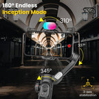 Estabilizador cardán AOCHUAN en forma de 7 de 3 ejes para smartphone, aplicación AOCHUAN, antivibración, enfoque/zoom de precisión, seguimiento de rostro/objeto, varilla plegable extensible de 73 cm, luz RGB, múltiples modos de fotografía, adecuado para v