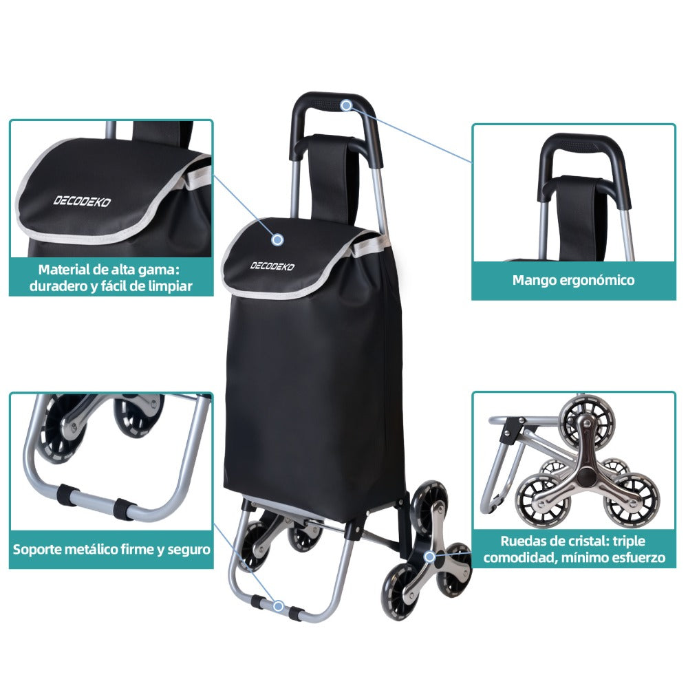 Carrito Compra Plegable de Aluminio, Carro de la compra plegable, tela Oxford bolsa,bolsa de la compra extraíble con ruedas,Carro de la Compra 6 Ruedas con Bolsa Oxford Desmontable, 95x41x28 cm, 34.6L.